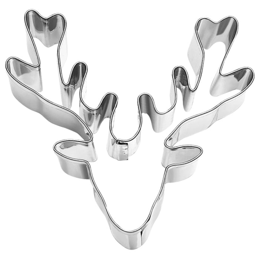 Glänzende Plätzchen Ausstechform Hirsch aus Metall für Backen und Dekorieren von Weihnachtsgebäck.