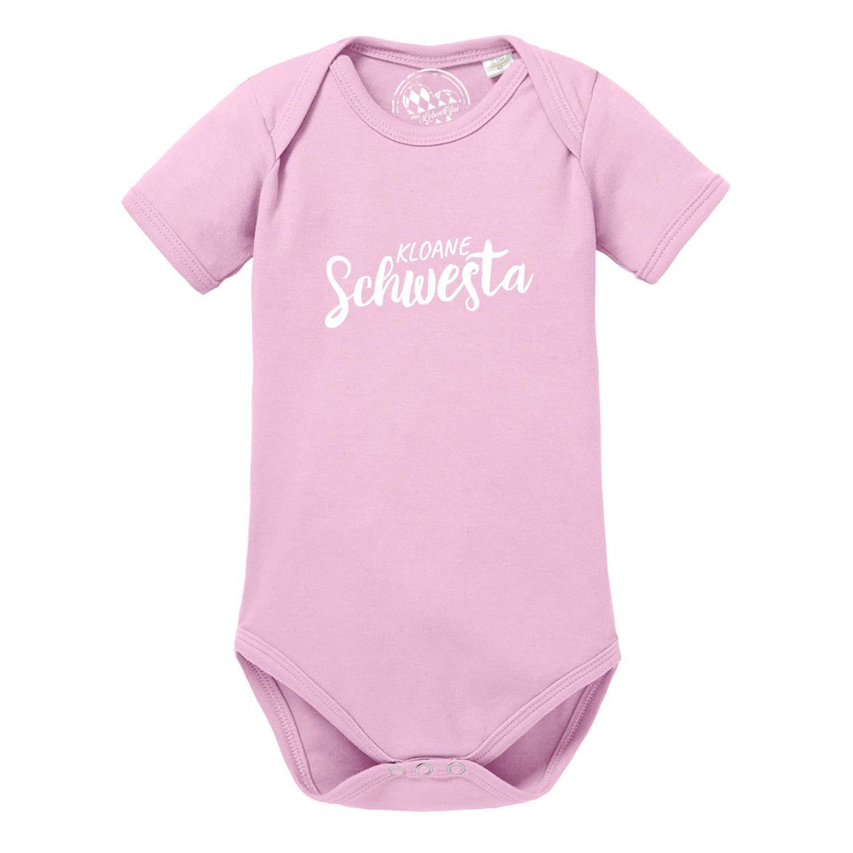 Rosa Baby Body Kloane Schwesta aus Baumwolle mit weißen Druckknöpfen und Aufschrift für Mädchen