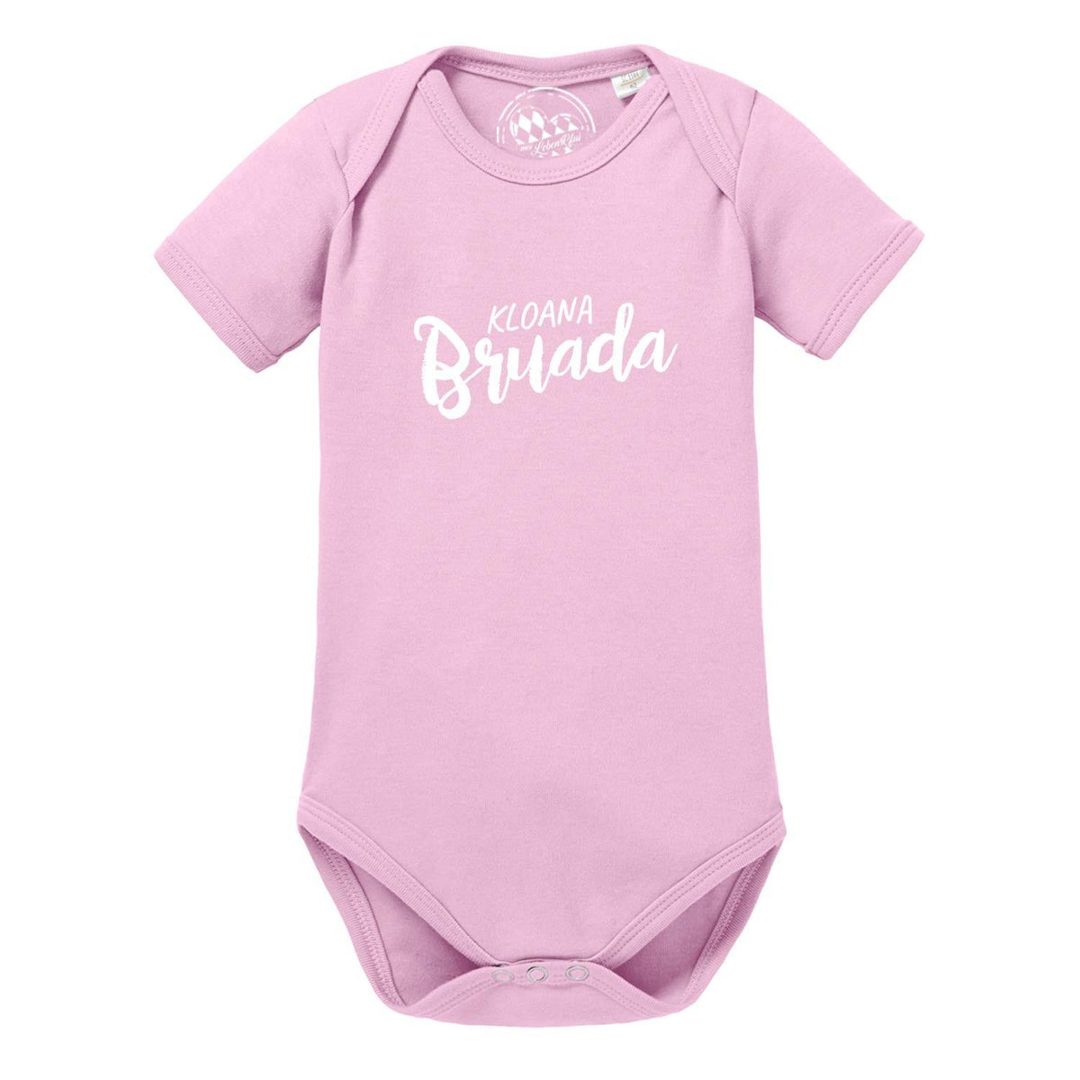 Rosa Baby Body "Kloana Bruada" aus Baumwolle mit kurzem Arm und Schnappverschluss für Jungen.