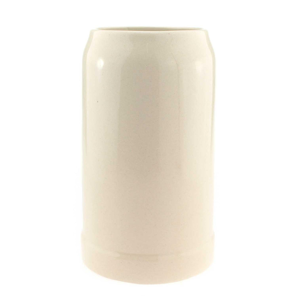 Beiger Bierkrug aus feinem Steinzeug mit leichter Maserung, ohne Henkel, schlichtes Design