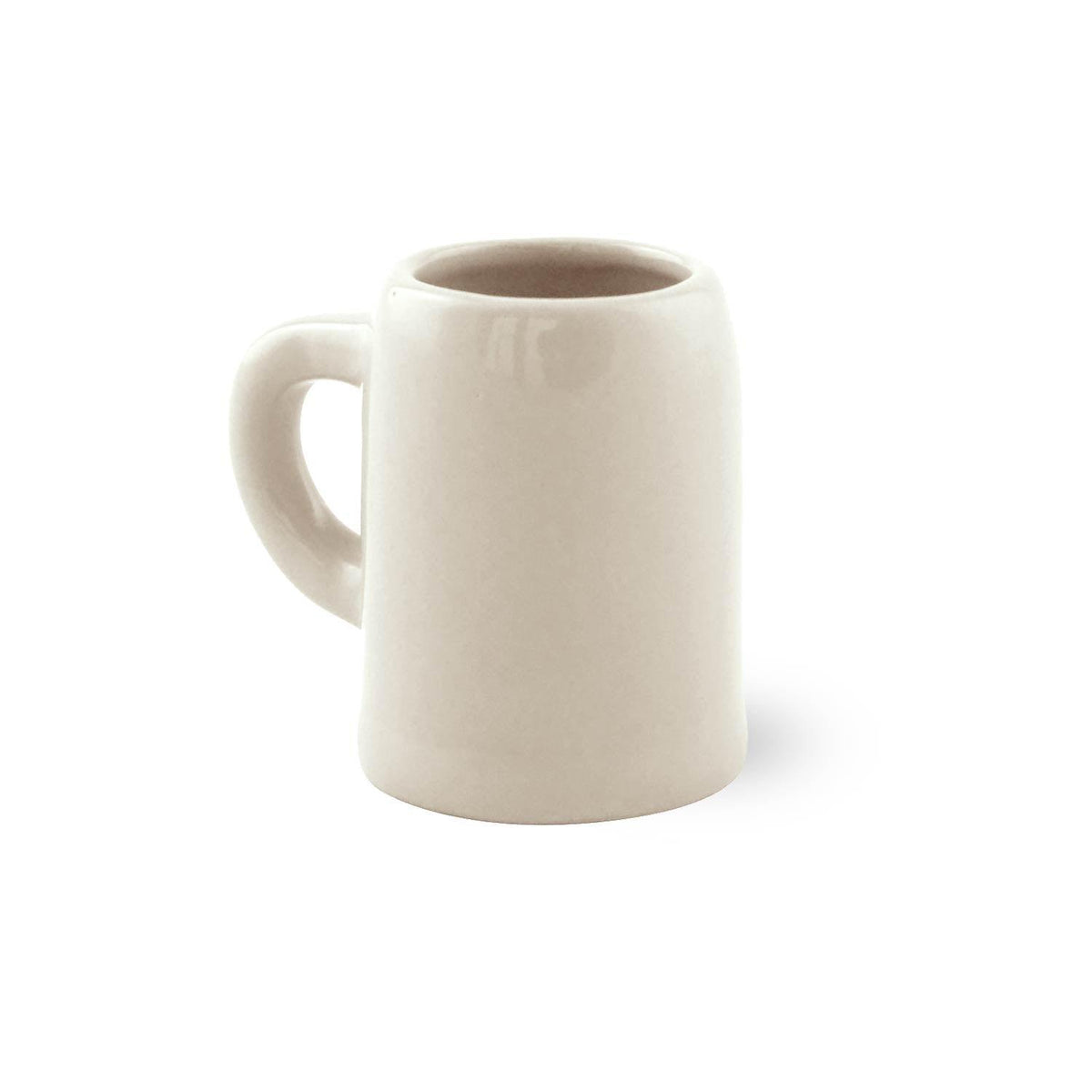 Robuster weißer Keramikbecher mit Henkel, ideal für minimalistische Küchen und Büros, langlebiges Design.