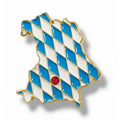 Bayernkarte Pin – weiß-blauer Anstecker mit Strass