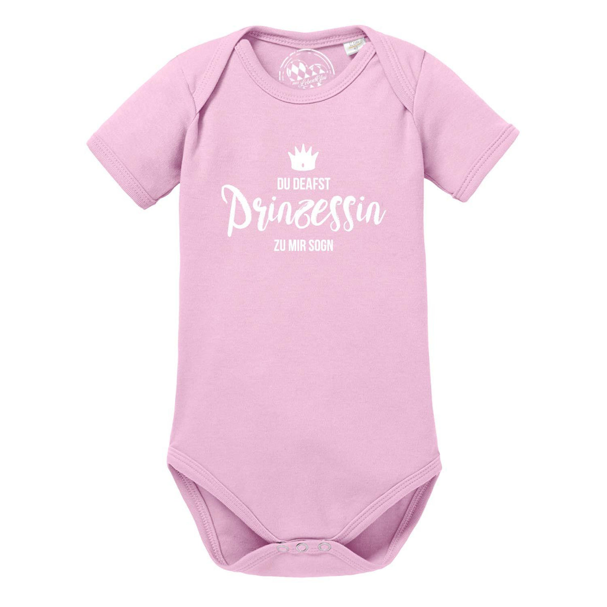 Baby Body "Prinzessin" in zartem Rosa mit weißem Kronen- und Schriftzug-Design für kleine Mädchen.