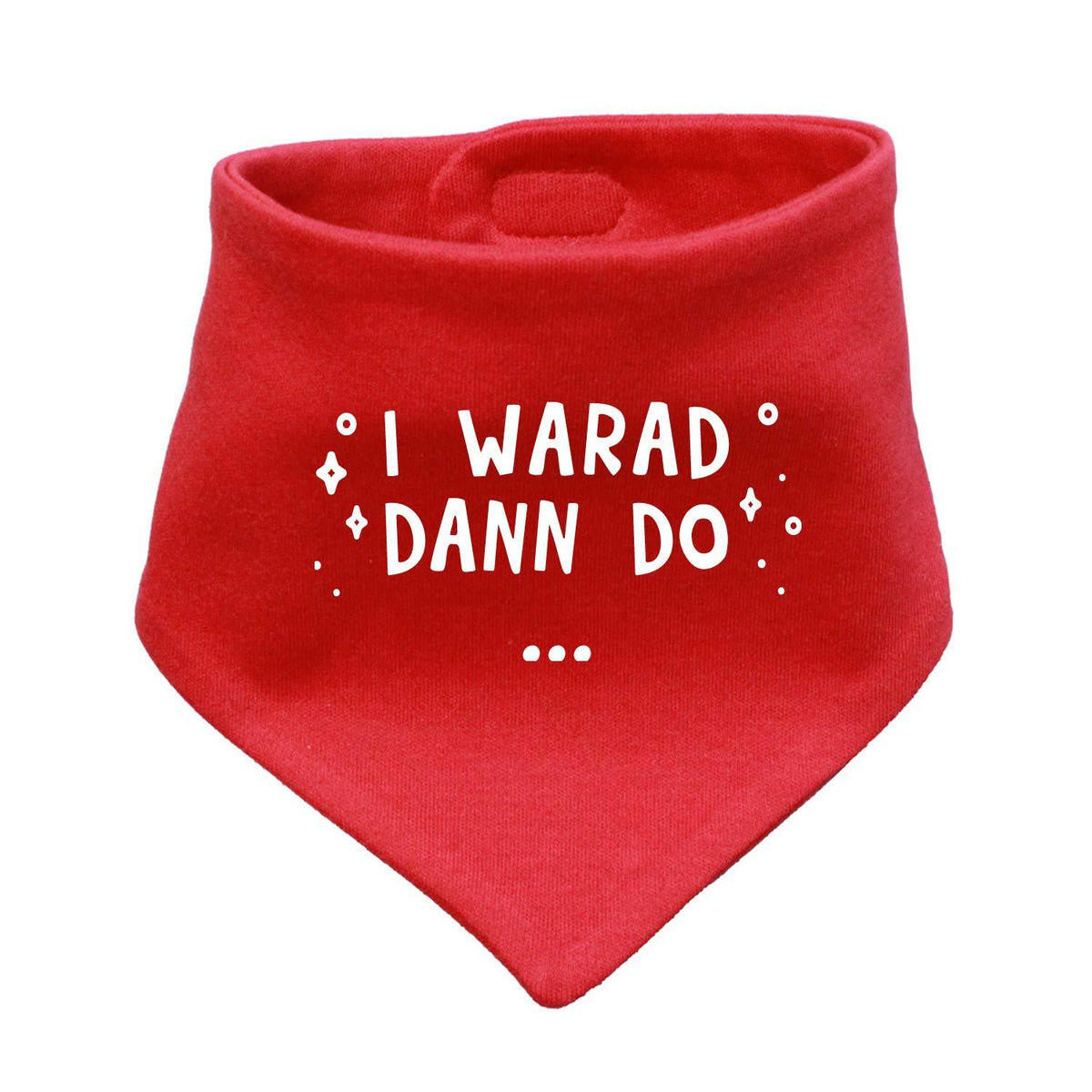 Rotes Babyhalstuch I warad dann do mit weißem Schriftzug und kleinen Sternen, weicher Stoff für Babys