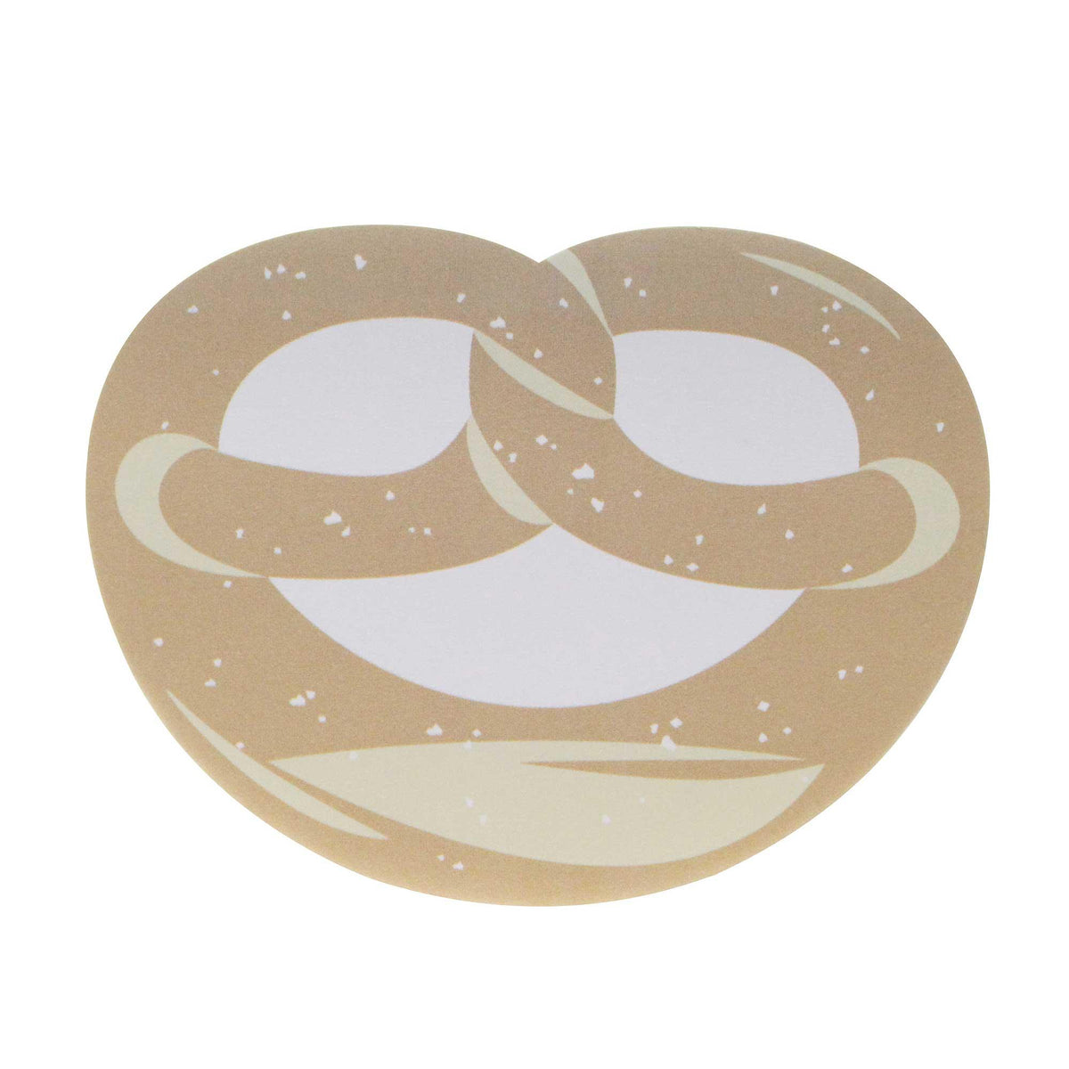 Bayerischer Brezel Untersetzer oder Magnet in beiger Farbe, mit hellen Salzstückchen verziert.