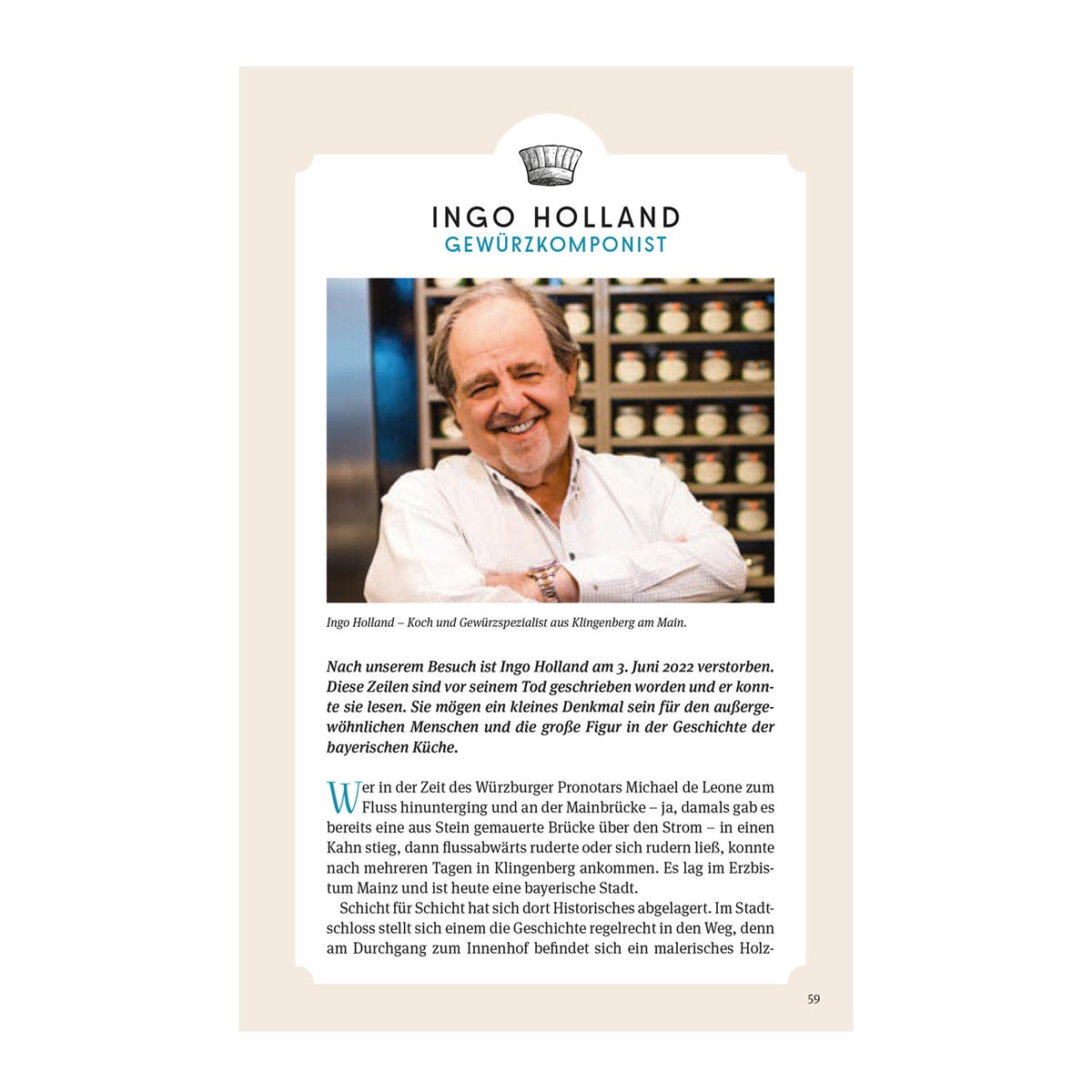 Porträt von Ingo Holland, dem Gewürzkomponisten, als Teil des Kochbuchs "Im Schmankerlhimmel".