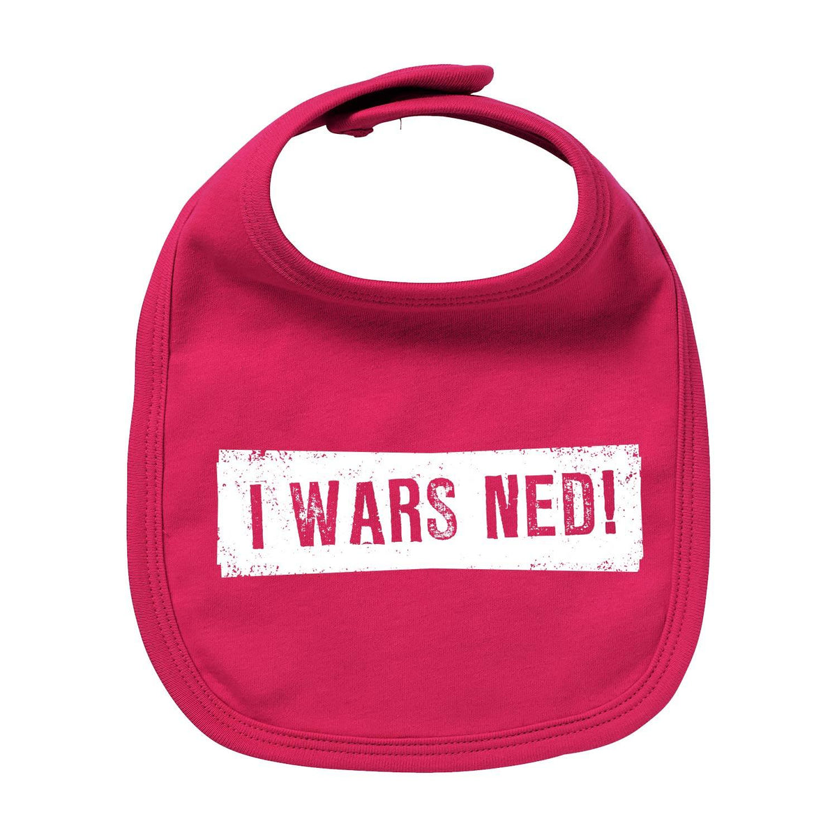 Rosafarbenes Baby-Lätzchen I wars ned! aus Baumwolle mit kariertem Schriftzug und Klettverschluss für Mädchen.