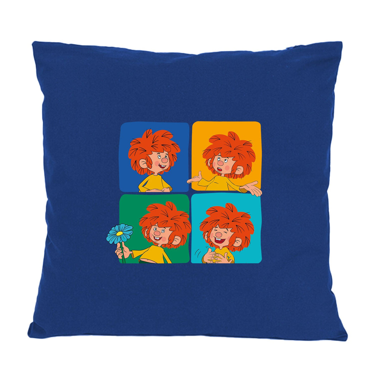 Pumuckl Kissen „Meisterwerk“ in Dunkelblau, 40 x 40 cm