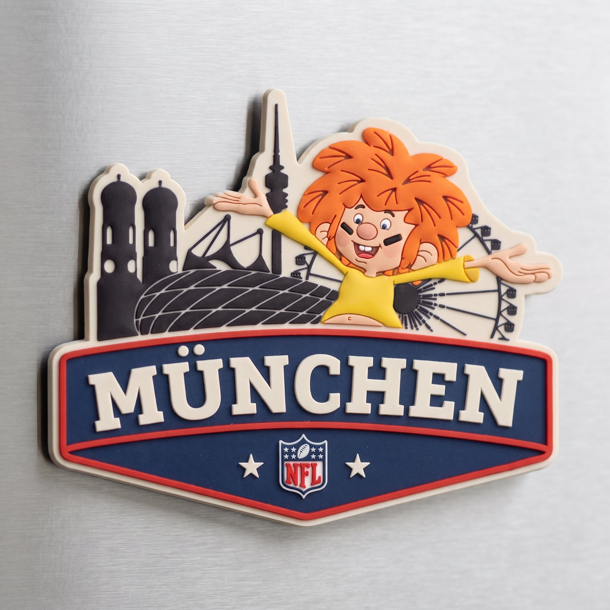 NFL x Pumuckl Magnet München am Kühlschrank – 3D Rubber-Kühlschrankmagnet
